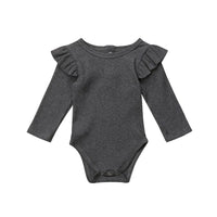 Newborn Bab Girls Kids Clothes Romper Long Sleeve Solid Ruffles Jumpsuit Clothes Outfits 0-24M Baby Clothing