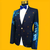 Brilliant Wedding Ceremony Singers Banquet Tuxedo Hosts Fashion Segments Brilliant Male Deep Blue Suit