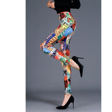 Sexy Printed Pants Fitness Leggins Elastic Casual Women Sexy Leggings Push Up High Waist Trousers