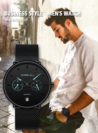 Mens Watches CRRJU Full Steel Casual Waterproof Watch for Man Sport Quartz Watch Men&#39;s Dress Calendar Watch Relogio Masculino