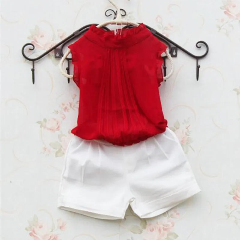 2022 Summer Baby Toddler Teenage Girls Blouse Child Chiffon Ruffles Sleeveless School Girl Tops Shirts For Kids JW1039