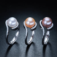 ZHBORUINI 2019 Fashion Pearl Ring Natural Freshwater Pearl Jewelry Zircon Ring 925 Sterling Silver Jewelry For Women Gift