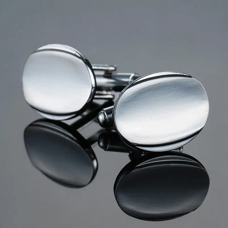 Classic design men's French shirt cuff button high quality copper silvery metallic Black Enamel CuffLinks