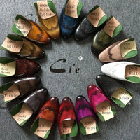 cie square toe patina hand-painted calf leather bespoke leather men shoe handmade calf leather breathable men's boat loafer LO05