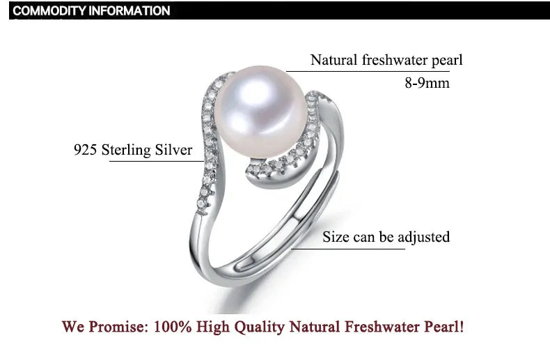 ZHBORUINI 2019 Fashion Pearl Ring Natural Freshwater Pearl Jewelry Zircon Ring 925 Sterling Silver Jewelry For Women Gift