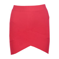 HQBORY Rayon Sexy High Waist  Red Ladies Pencil Mini Bandage Bodycon Skirts Short Cross Black White Women Party Skirt Club