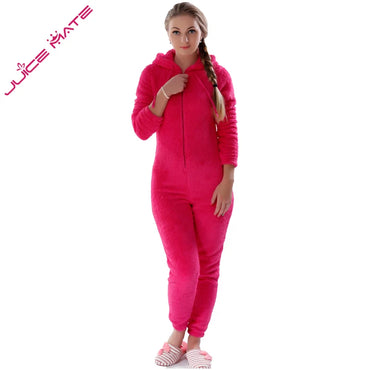 Winter Warm Pajamas Women Onesies Fluffy Fleece Jumpsuits Sleepwear Plus Size Hooded Stitch Pajamas Onesie For Women Adult