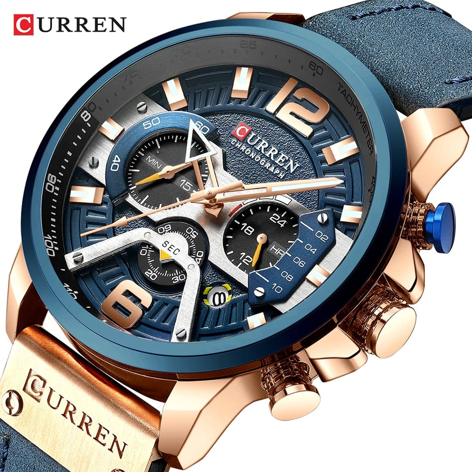 CURREN Blue Watches Top Brand Luxury Men Sport Watch Quartz Clock Man Casual Military Waterproof Wrist Watch Relogio Masculino