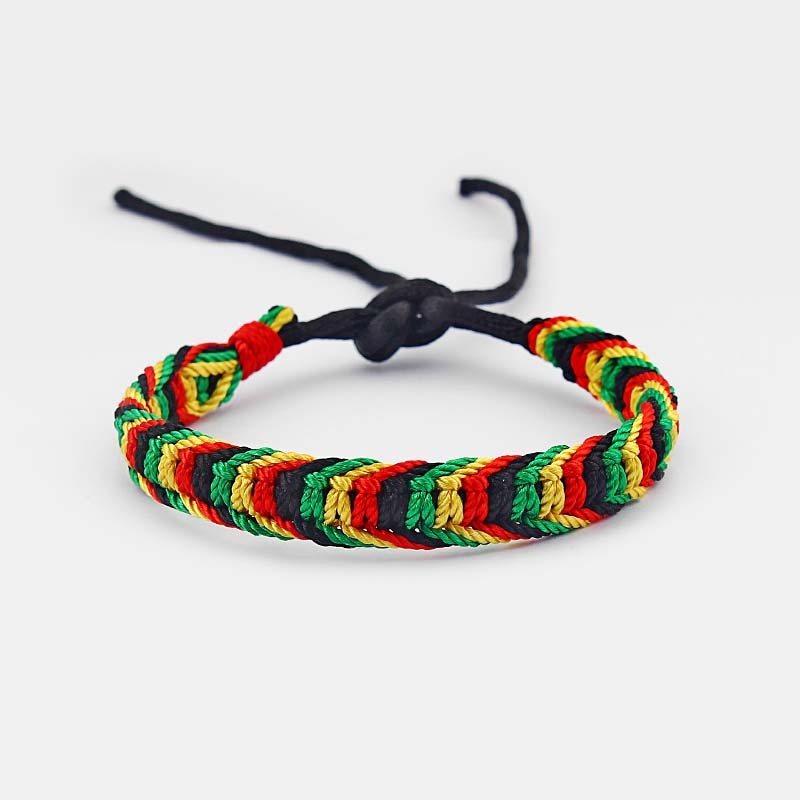1PC Rasta Friendship Bracelet Wristband Cotton Silk Adjustable Braided Bracelet