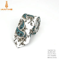 Brand New 100% Cotton Men's Paisley Print Neck Ties For Men Necktie Narrow Slim Skinny Cravate Narrow Flower Neckties Corbatas