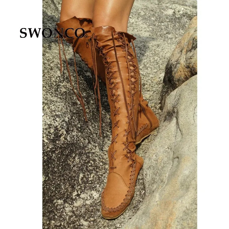 Women's High Boots 2018 Spring Autumn PU Leather Fashion Tassel Ladies Thigh High Boot Women Boots Long Boot Woman Shoes