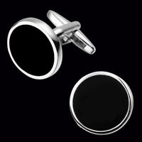 Classic design men's French shirt cuff button high quality copper silvery metallic Black Enamel CuffLinks
