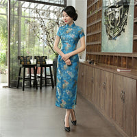 2021Sexy New High Fashion Green Rayon Cheongsam Chinese Classic