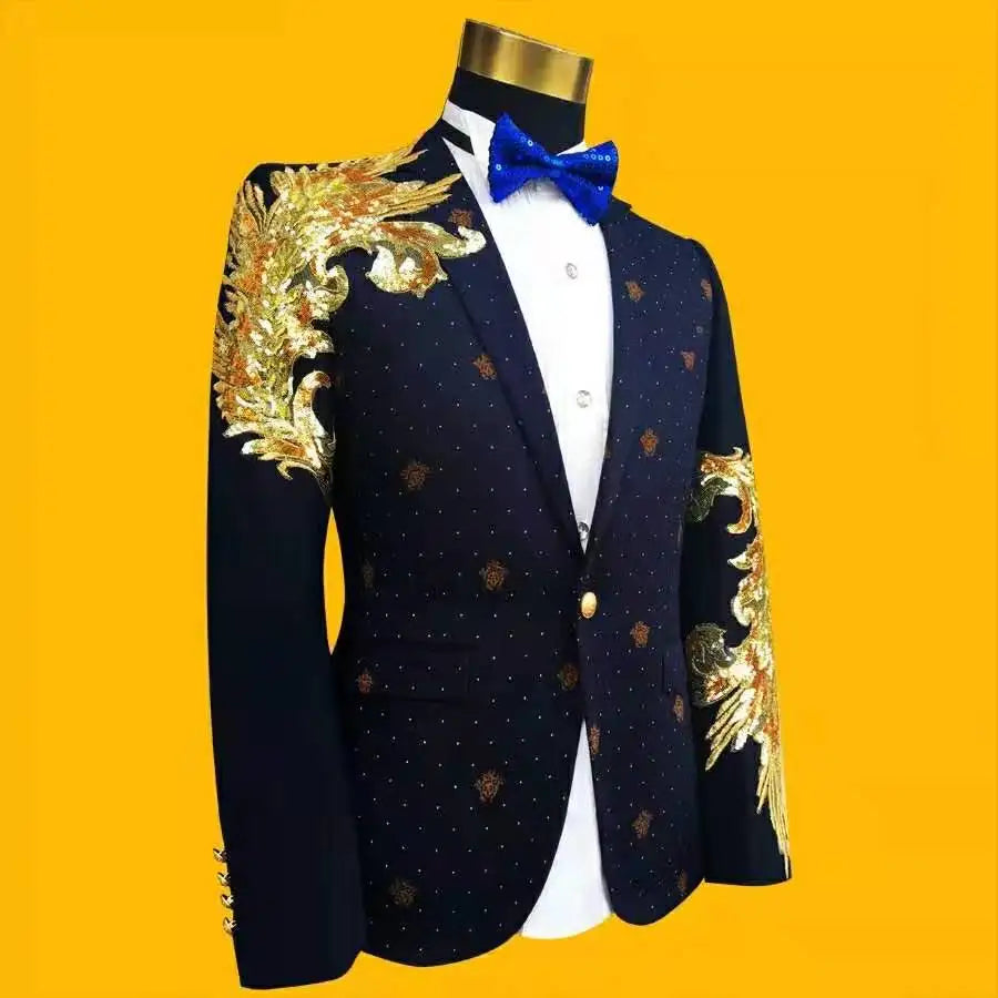 Brilliant Wedding Ceremony Singers Banquet Tuxedo Hosts Fashion Segments Brilliant Male Deep Blue Suit