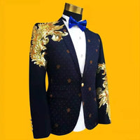 Brilliant Wedding Ceremony Singers Banquet Tuxedo Hosts Fashion Segments Brilliant Male Deep Blue Suit