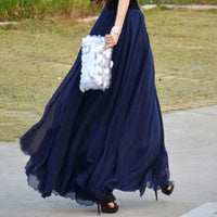Fashion Women Chiffon Long Skirts High Waist Floor Length Ruffles White Summer Boho Maxi Skirt Saia Longa Faldas