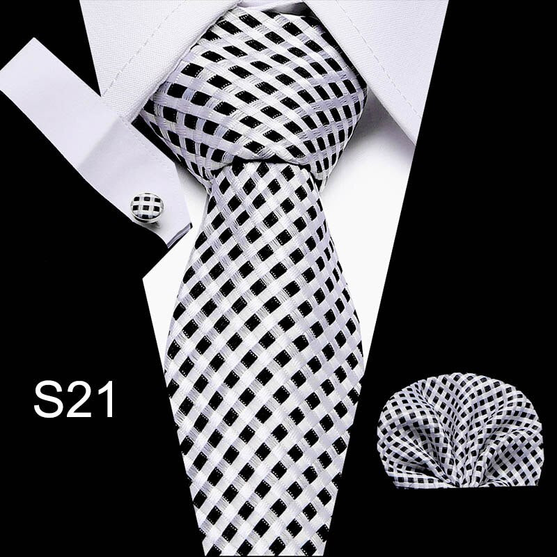 Fashion Business Silver Plaid Silk Men's Tie NeckTie 7.5cm Ties for Men Formal Luxury Wedding Quality Gravata group tie