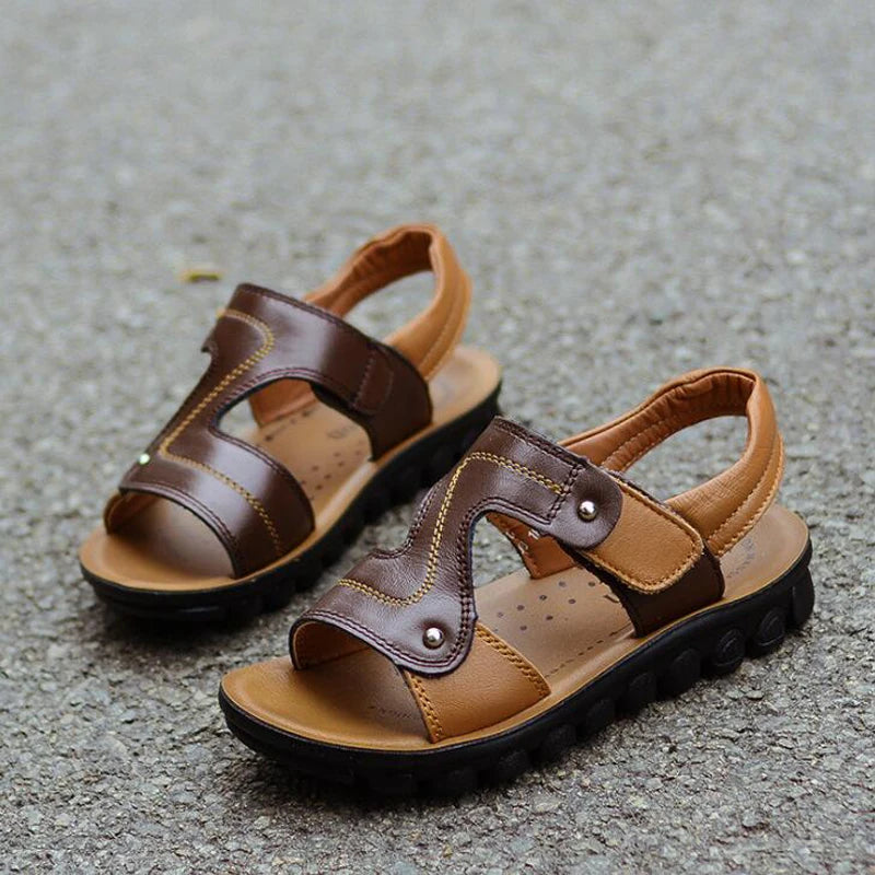 New 2023 summer boys sandals genuine cow leather beach sandals open toe children sandals shoes outdoor soft kids slippers shoes