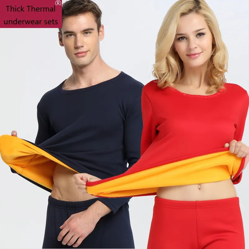 Men Thermal Underwear 2018 New Winter Women Long Johns thick fleece underwear sets keep warm in cold weather size L to 6XL