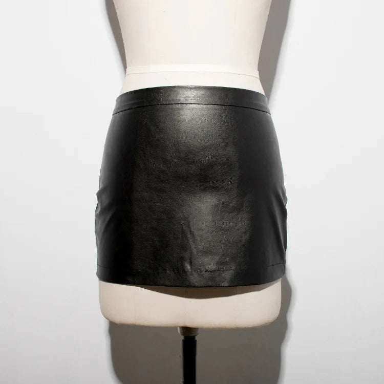 Hot Sexy Zipper Micro MINI Skirt Faux Leather Skirt Tight Hip Slim High Waist With Belt Pencil Package Hip Skirt Club Wear FX017