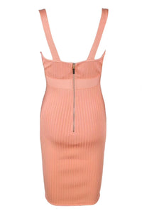 High Quality Women Solid Stretch Bandage Dress New Style Fashion Pink Sleeveless V Neck Sexy Cocktail Celebrity Party Dress