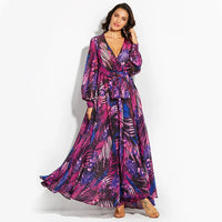 2023 Spring Boho Maxi Dress Vintage V Neck Lantern Sleeve Elegant Evening Party Long Dresses Women Tunic Plus Size 5XL Vestidos