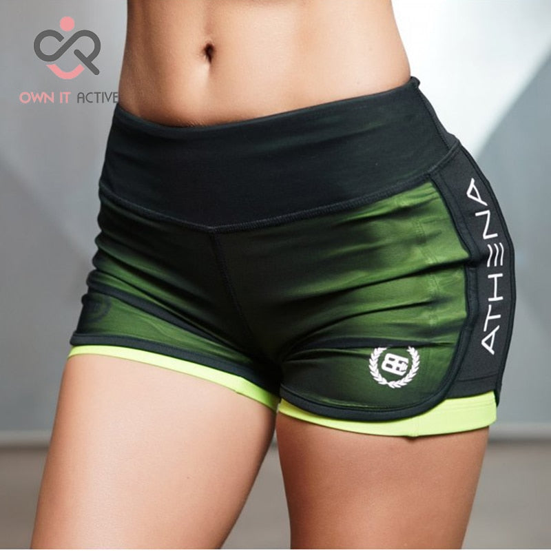 Fitness Yoga Shorts for Women Compression Mesh Overlay Gym Slim Fit Running Sports Short Quick Dry Cardio Training P145