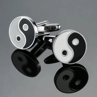 Classic design men's French shirt cuff button high quality copper silvery metallic Black Enamel CuffLinks