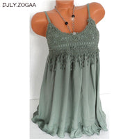 Plus Size Fashion Women Sexy vest dress Summer Sleeveless Top  Lace Tank Shirt  Blouse 7 Colors