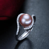 ZHBORUINI 2019 Fashion Pearl Ring Natural Freshwater Pearl Jewelry Zircon Ring 925 Sterling Silver Jewelry For Women Gift