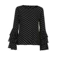 Polka Dot Shirts Women Retro Summer Blouse Ruffles Long Sleeve Casual Chiffon Ladies Tops 2023 Fashion Clothing Blusas S-5XL