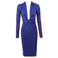 2023 Sexy V Neck Long Sleeve Lady's Party bandage Dresses Newest winter Bodycon Elastic Mid length celebrity Dress Wholesale