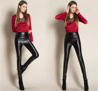 On Sale Autumn Winter Women Ladies Warm Legging Leather Pants Female High Waist Stretchable Pencil Skinny y2k Trousers