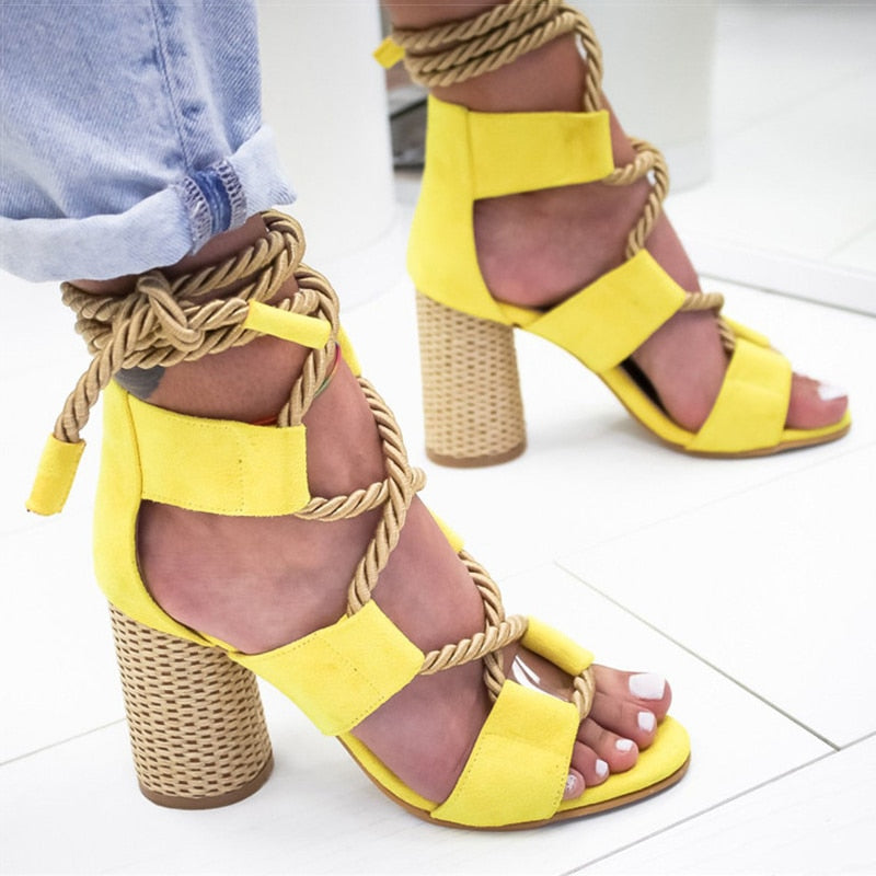 Women Sexy Pumps Lace Up High Heels Women Gladiator Sandals For Party Wedding Shoes