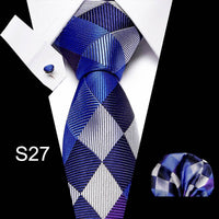 Fashion Business Silver Plaid Silk Men's Tie NeckTie 7.5cm Ties for Men Formal Luxury Wedding Quality Gravata group tie