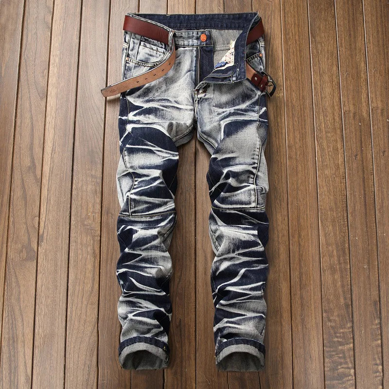 New Fashion men's jeans casual straight nostalgic retro brand high quality cotton jeans men patchwork Denim Pants jean Trousers