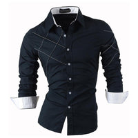 Sportrendy Men&#39;s Shirt Dress Casual Long Sleeve Fashion Dragon Stylish JZS091 Black