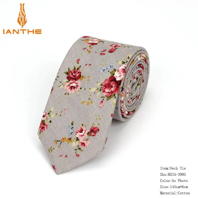 Brand New 100% Cotton Men's Paisley Print Neck Ties For Men Necktie Narrow Slim Skinny Cravate Narrow Flower Neckties Corbatas