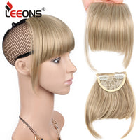 Leeons Short Synthetic Bangs Heat Resistant Hairpieces Hair Women Natural Short Fake Hair Bangs Hair Clips For Extensions Black