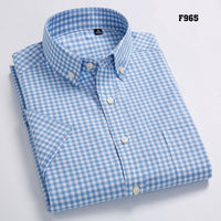 High Quality Men&#39;s Oxford Casual Shirts Leisure Design Plaid Men&#39;s Social Shirts 100% Cotton Short Sleeve Men&#39;s Dress Shirts