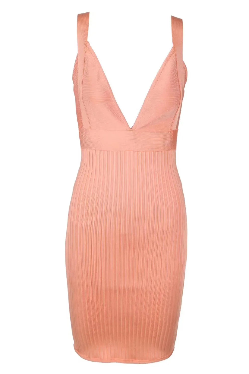 High Quality Women Solid Stretch Bandage Dress New Style Fashion Pink Sleeveless V Neck Sexy Cocktail Celebrity Party Dress