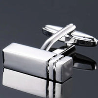 Classic design men's French shirt cuff button high quality copper silvery metallic Black Enamel CuffLinks