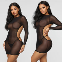 Sexy  Women Bodycon Mini Dress Mesh Sheer Summer Dresses