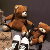 Winter Women/Girls Fashion Leather Backpack Plush Teddy Bear Backpack/School bag fmous brand leisure small backpack bag