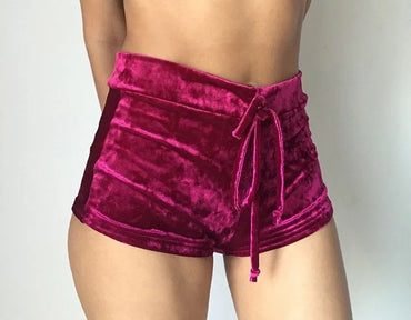 2024 New Arrival 6 colors S-XL women velvet drawstring shorts casual high waist autumn winter sexy elegant skinny shorts