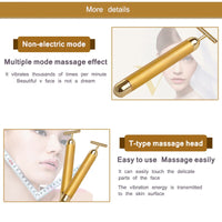 Energy 24K Gold T Beauty Bar Facial Roller Pulse Firming Massager Anti Aging Face Wrinkle Treatment Slimming Wrinkle Stick