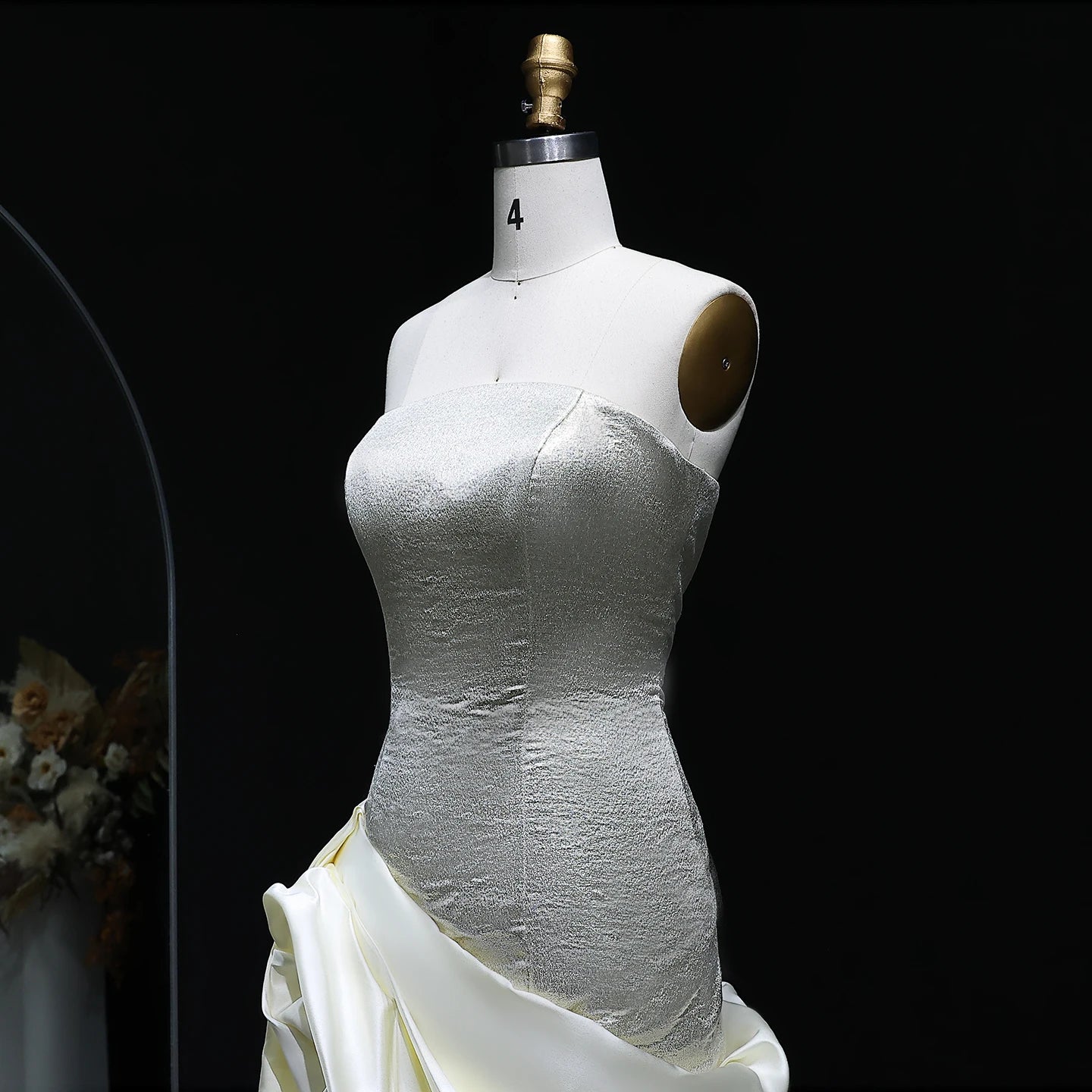 Sharon Said SF416 Dubai Strapless Formal Elegant Evening Dress Ruffles Pleat 3D Flowers Mermaid Silhouette Satin Women Wedding