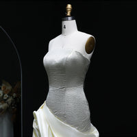 Sharon Said SF416 Dubai Strapless Formal Elegant Evening Dress Ruffles Pleat 3D Flowers Mermaid Silhouette Satin Women Wedding