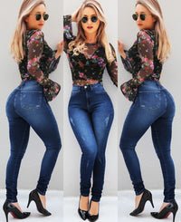 Women Sexy ripped Push Up Jeans High Waist Skinny Butt Lifting Elastic Pencil black jeans Ladies Casual Denim calca jeans pants