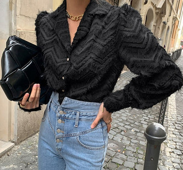 Sexy Elegant Notched Collar Women Tassels Shirts Blouses 2021 Spring